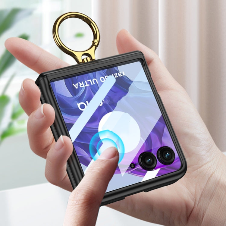 For Motorola Razr 50 Ultra GKK Integrated Magnetic Hinged Flip Case with Ring Holder(Black)