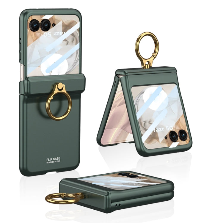 For Motorola Razr 50 GKK Integrated Magnetic Hinged Flip Case with Ring Holder(Green)