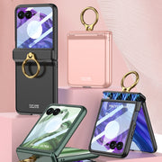 For Motorola Razr 50 GKK Integrated Magnetic Hinged Flip Case with Ring Holder(Green)