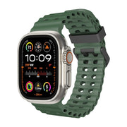 For Apple Watch Ultra 2 49mm Ocean Dual-Row Hole Silicone Watch Band(Forest Green)