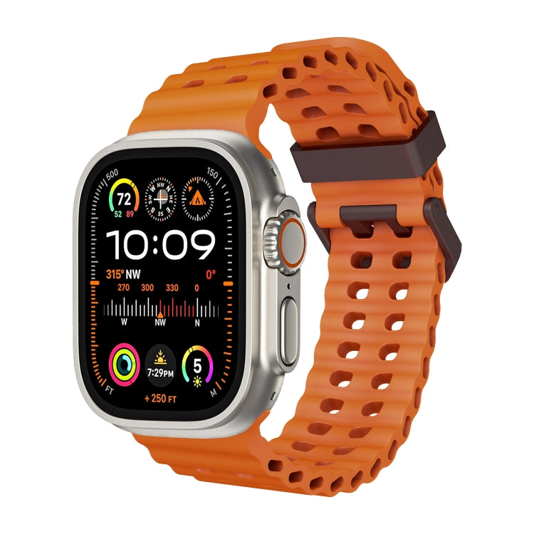 For Apple Watch Ultra 49mm Ocean Dual-Row Hole Silicone Watch Band(Orange)