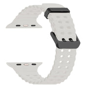 For Apple Watch SE 44mm Ocean Dual-Row Hole Silicone Watch Band(Starlight)
