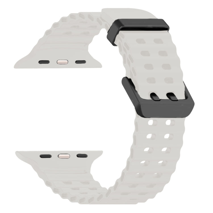 For Apple Watch SE 44mm Ocean Dual-Row Hole Silicone Watch Band(Starlight)