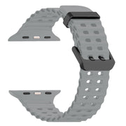 For Apple Watch SE 44mm Ocean Dual-Row Hole Silicone Watch Band(Cloudy Gray)