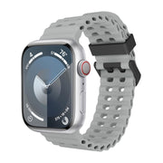 For Apple Watch Series 5 44mm Ocean Dual-Row Hole Silicone Watch Band(Cloudy Gray)