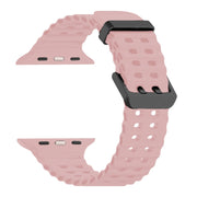 For Apple Watch Series 4 44mm Ocean Dual-Row Hole Silicone Watch Band(Vintage Rose)
