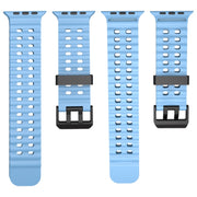For Apple Watch SE 44mm Ocean Dual-Row Hole Silicone Watch Band(White)