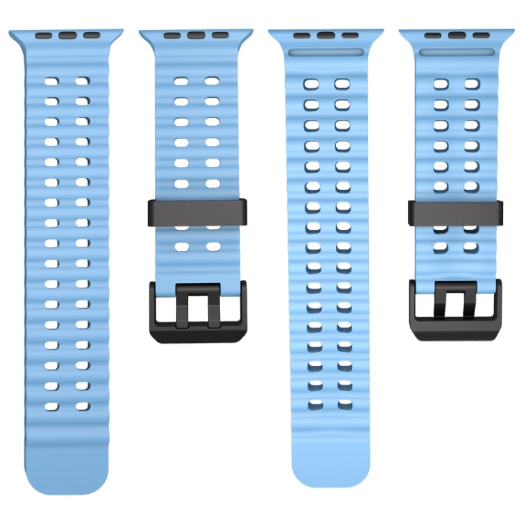 For Apple Watch Series 5 44mm Ocean Dual-Row Hole Silicone Watch Band(Cloudy Gray)