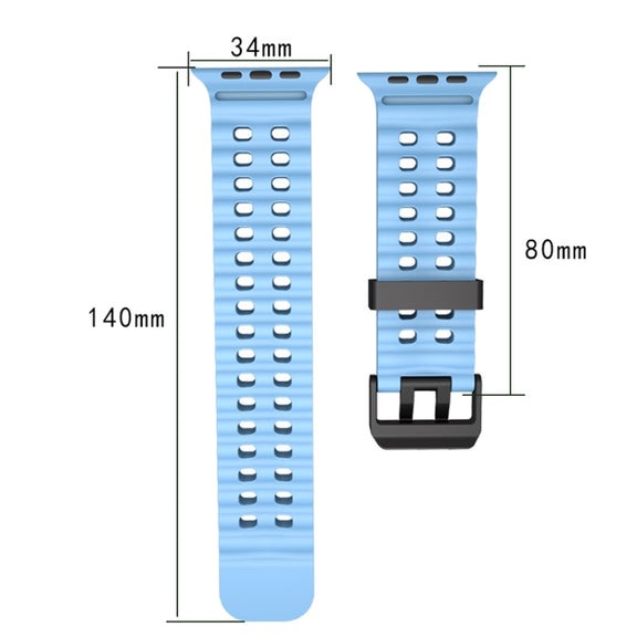 For Apple Watch SE 2023 44mm Ocean Dual-Row Hole Silicone Watch Band(Starlight)