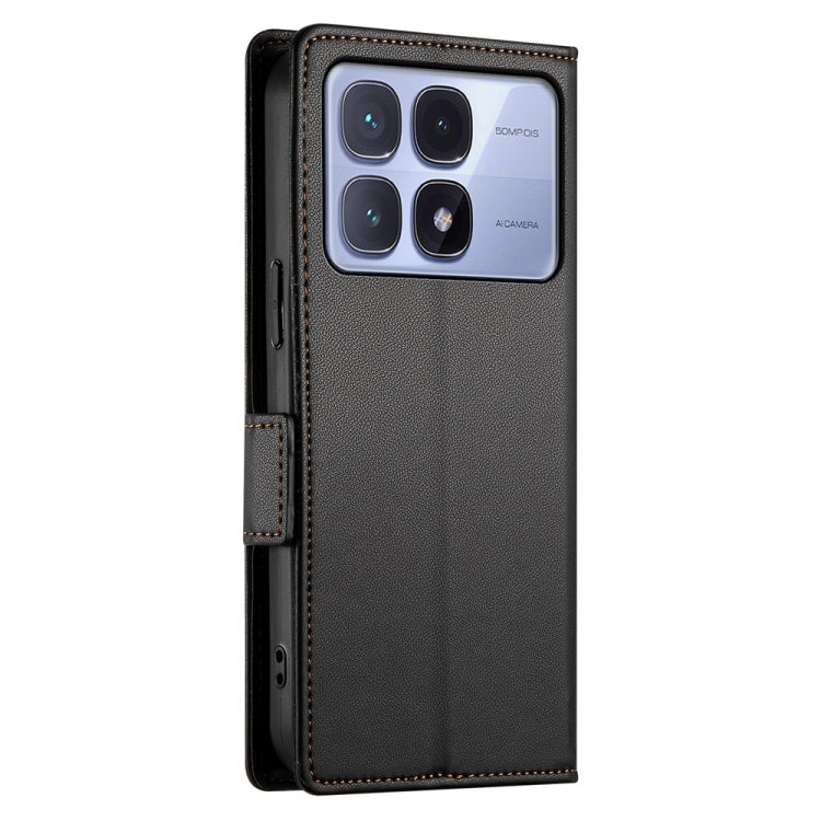 For Redmi K70 Ultra Side Buckle Magnetic Frosted Leather Phone Case(Black)