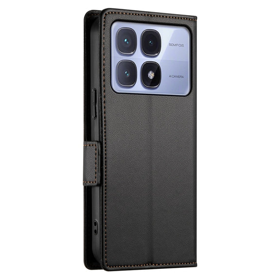 For Redmi K70 Ultra Side Buckle Magnetic Frosted Leather Phone Case(Black)