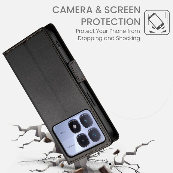For Redmi K70 Ultra Side Buckle Magnetic Frosted Leather Phone Case(Black)