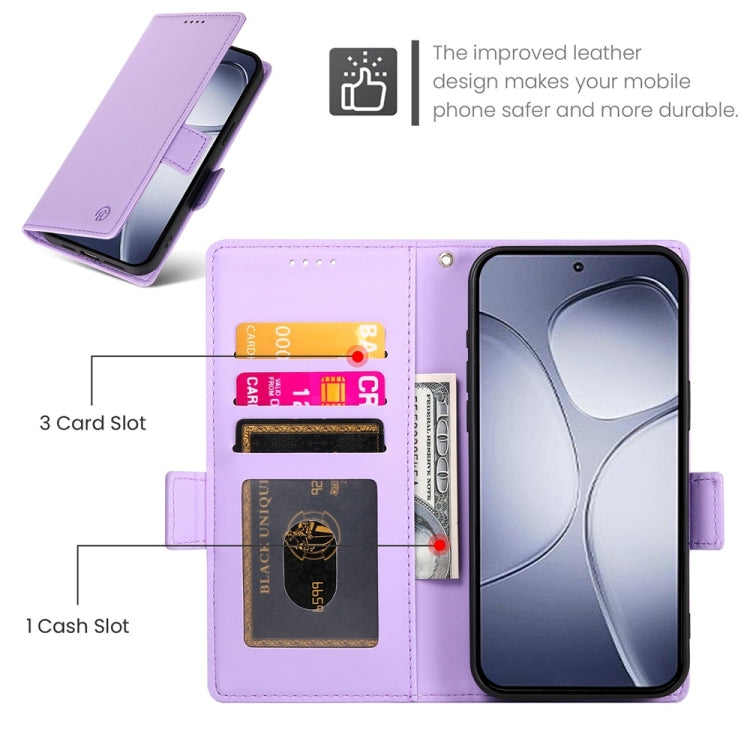 For Redmi K70 Ultra Side Buckle Magnetic Frosted Leather Phone Case(Purple)