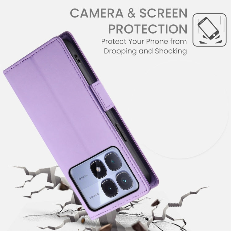 For Redmi K70 Ultra Side Buckle Magnetic Frosted Leather Phone Case(Purple)