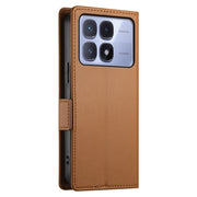 For Redmi K70 Ultra Side Buckle Magnetic Frosted Leather Phone Case(Brown)