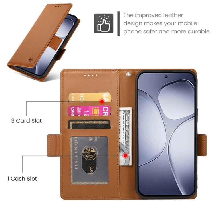 For Redmi K70 Ultra Side Buckle Magnetic Frosted Leather Phone Case(Brown)