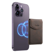 Denior V12 MagSafe Magnetic Phone PU Card Sleeve(Brown)