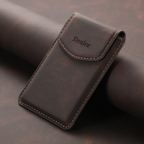 Denior V12 MagSafe Magnetic Phone PU Card Sleeve(Brown)