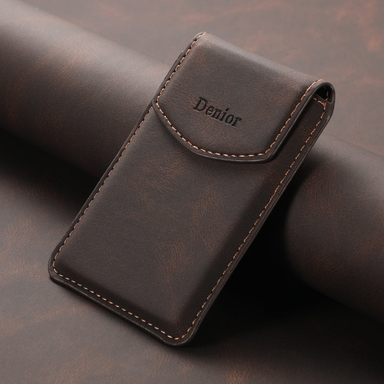Denior V12 MagSafe Magnetic Phone PU Card Sleeve(Brown)
