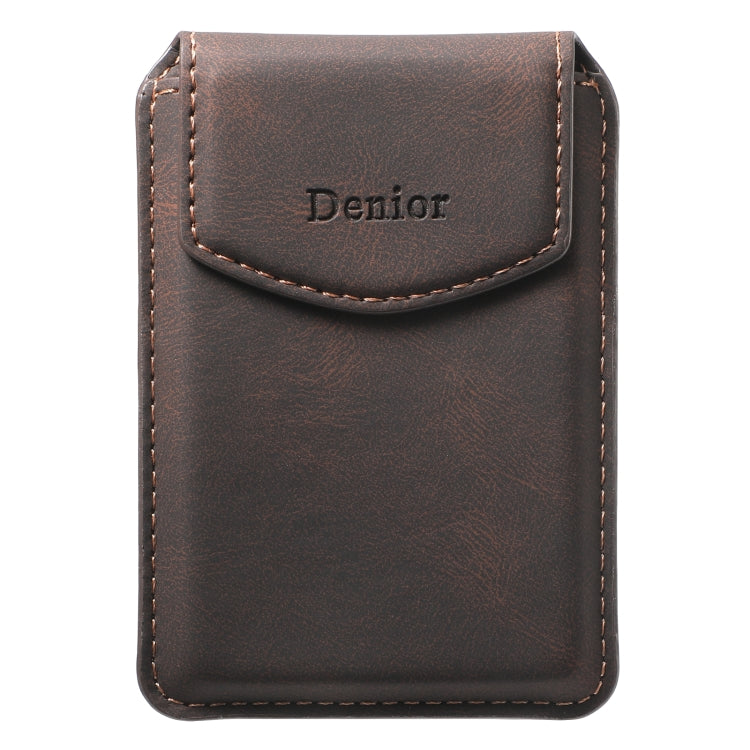 Denior V12 MagSafe Magnetic Phone PU Card Sleeve(Brown)