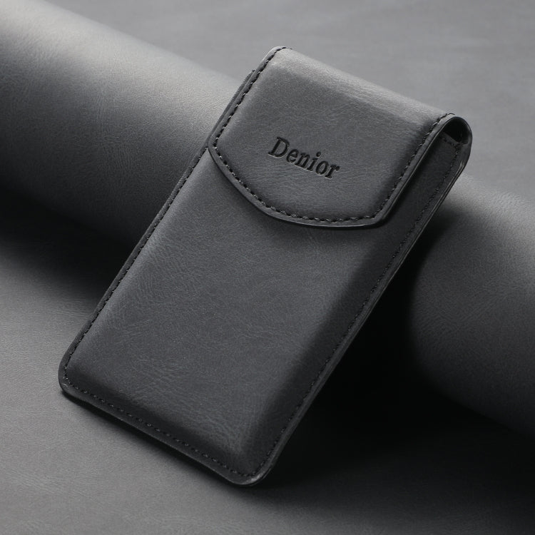 Denior V12 MagSafe Magnetic Phone PU Card Sleeve(Black)