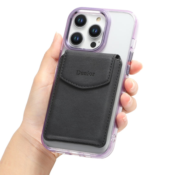 Denior V12 MagSafe Magnetic Phone PU Card Sleeve(Black)