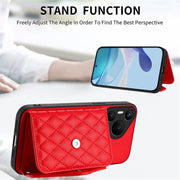 For Huawei Pura 70 Rhombic Texture Card Bag RFID Phone Case with Long Lanyard(Red)