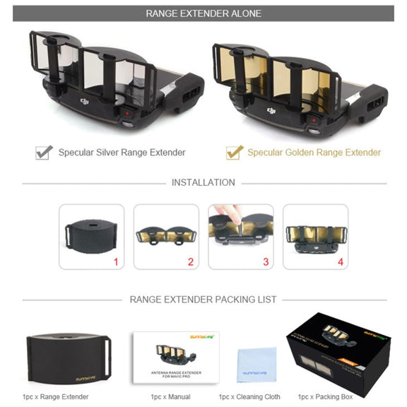 Sunnylife MV-ZC601 For DJI Mavic Air / DJI Mavic Mini Remote Control Hood Mirror Range Extender(Gold)