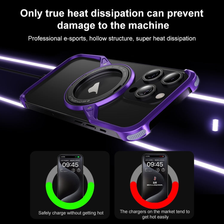 For iPhone 14 Pro Frameless Rotation Holder Magsafe Metal Phone Case(Space Gray)