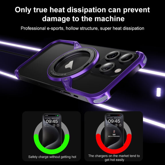 For iPhone 14 Pro Frameless Rotation Holder Magsafe Metal Phone Case(Space Gray)