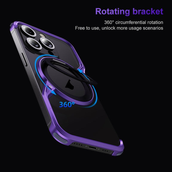 For iPhone 14 Pro Frameless Rotation Holder Magsafe Metal Phone Case(Space Gray)