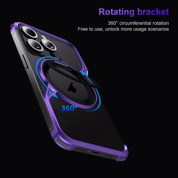 For iPhone 14 Pro Max Frameless Rotation Holder Magsafe Metal Phone Case(Space Gray)