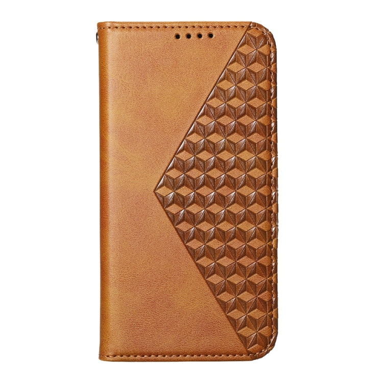 For Redmi K70 Ultra Cubic Grid Calf Texture Magnetic Leather Phone Case(Yellow)