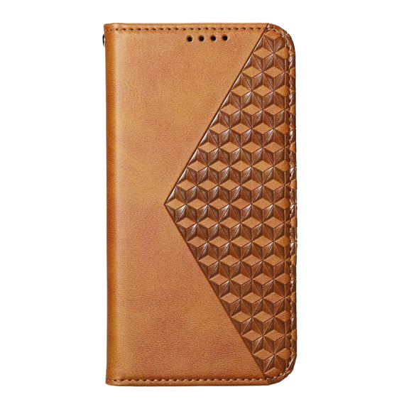 For Redmi K70 Ultra Cubic Grid Calf Texture Magnetic Leather Phone Case(Yellow)