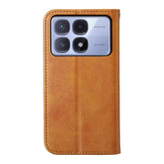 For Redmi K70 Ultra Cubic Grid Calf Texture Magnetic Leather Phone Case(Yellow)