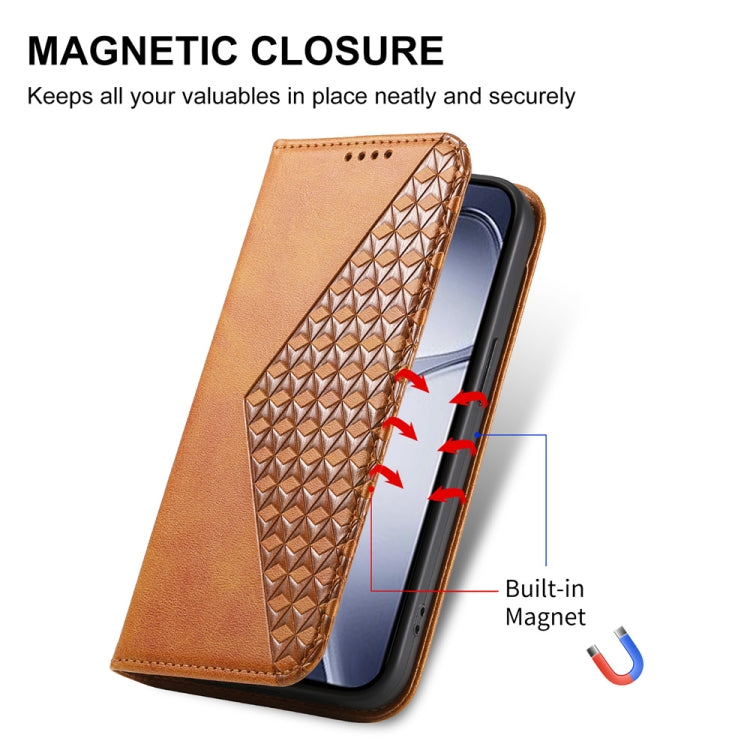 For Redmi K70 Ultra Cubic Grid Calf Texture Magnetic Leather Phone Case(Yellow)