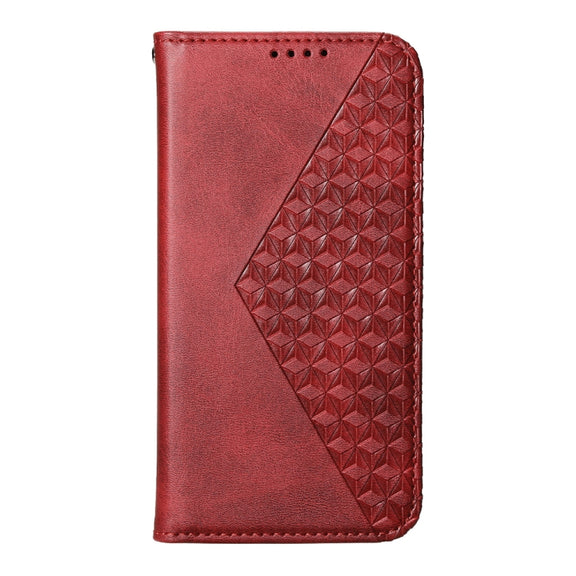 For Redmi K70 Ultra Cubic Grid Calf Texture Magnetic Leather Phone Case(Red)