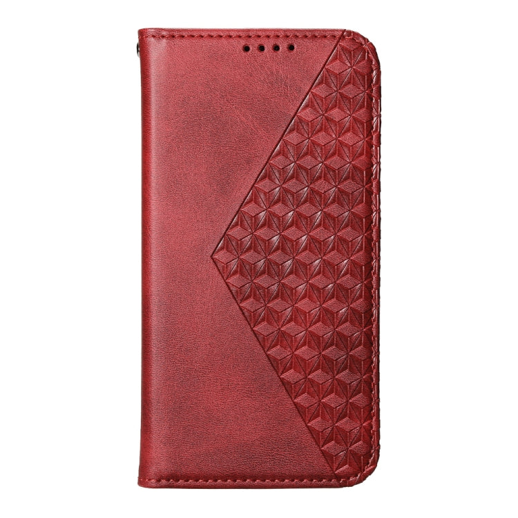For Redmi K70 Ultra Cubic Grid Calf Texture Magnetic Leather Phone Case(Red)