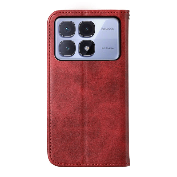 For Redmi K70 Ultra Cubic Grid Calf Texture Magnetic Leather Phone Case(Red)