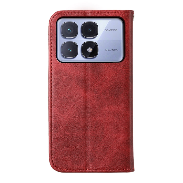 For Redmi K70 Ultra Cubic Grid Calf Texture Magnetic Leather Phone Case(Red)
