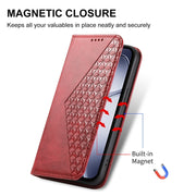 For Redmi K70 Ultra Cubic Grid Calf Texture Magnetic Leather Phone Case(Red)
