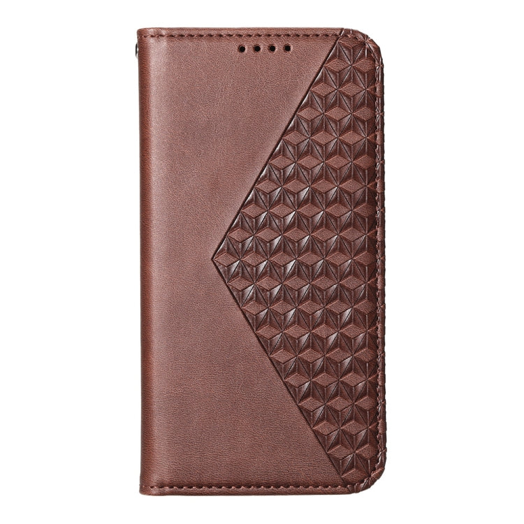 For Redmi K70 Ultra Cubic Grid Calf Texture Magnetic Leather Phone Case(Brown)