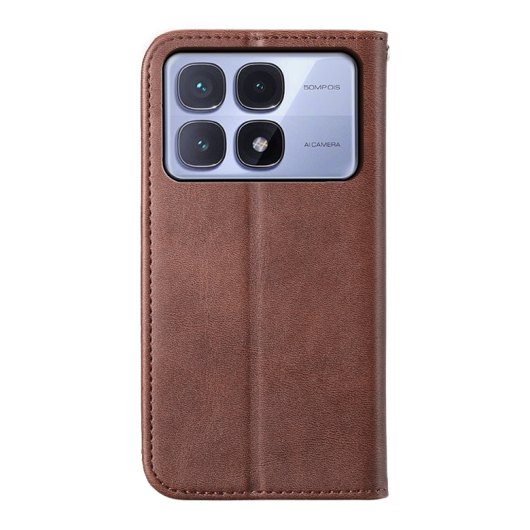 For Redmi K70 Ultra Cubic Grid Calf Texture Magnetic Leather Phone Case(Brown)