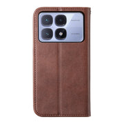 For Redmi K70 Ultra Cubic Grid Calf Texture Magnetic Leather Phone Case(Brown)