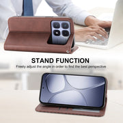 For Redmi K70 Ultra Cubic Grid Calf Texture Magnetic Leather Phone Case(Brown)