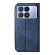 For Redmi K70 Ultra Cubic Grid Calf Texture Magnetic Leather Phone Case(Blue)