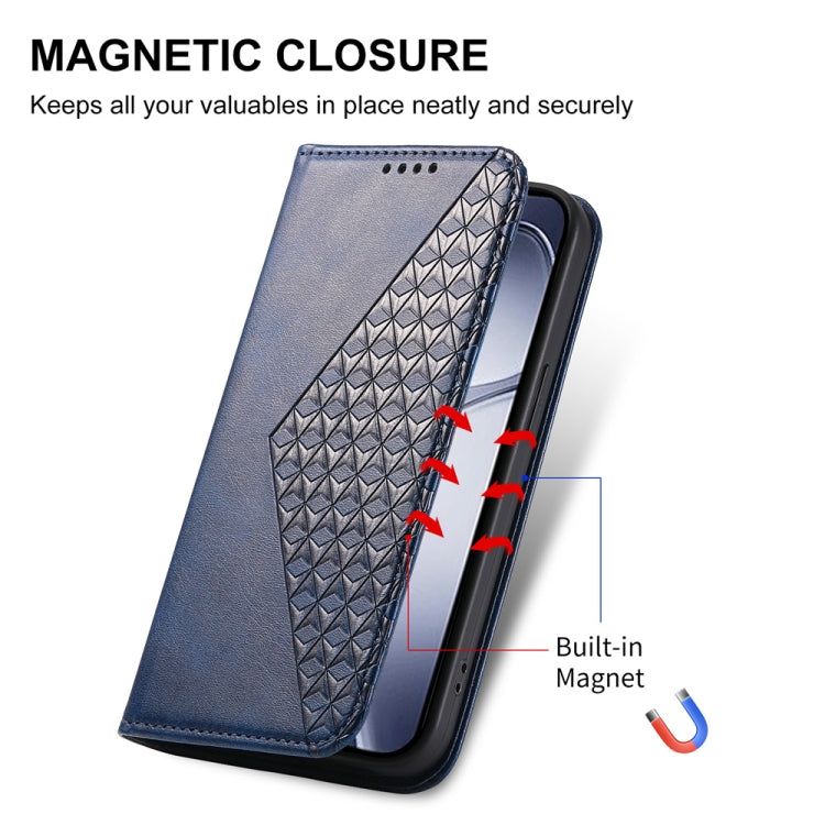 For Redmi K70 Ultra Cubic Grid Calf Texture Magnetic Leather Phone Case(Blue)