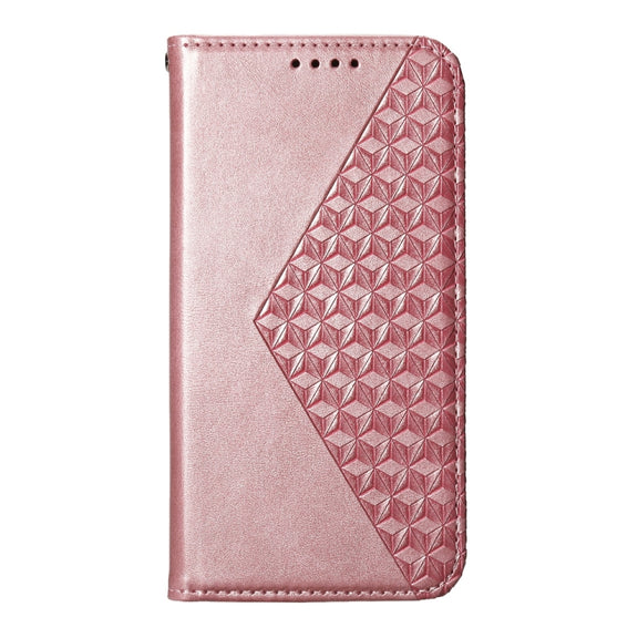 For Redmi K70 Ultra Cubic Grid Calf Texture Magnetic Leather Phone Case(Rose Gold)