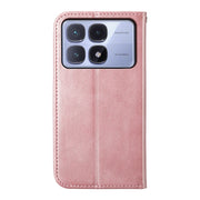 For Redmi K70 Ultra Cubic Grid Calf Texture Magnetic Leather Phone Case(Rose Gold)