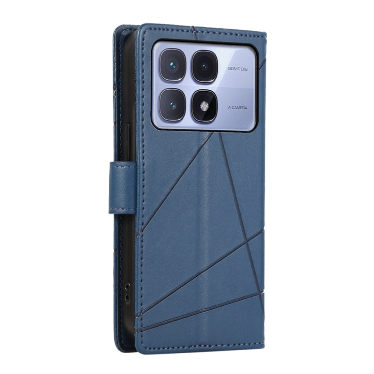 For Redmi K70 Ultra PU Genuine Leather Texture Embossed Line Phone Case(Blue)